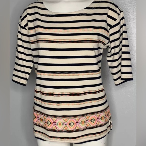 J Crew Aztec Striped Neon Embroidered Top Blouse Shirt XL - Picture 6 of 6